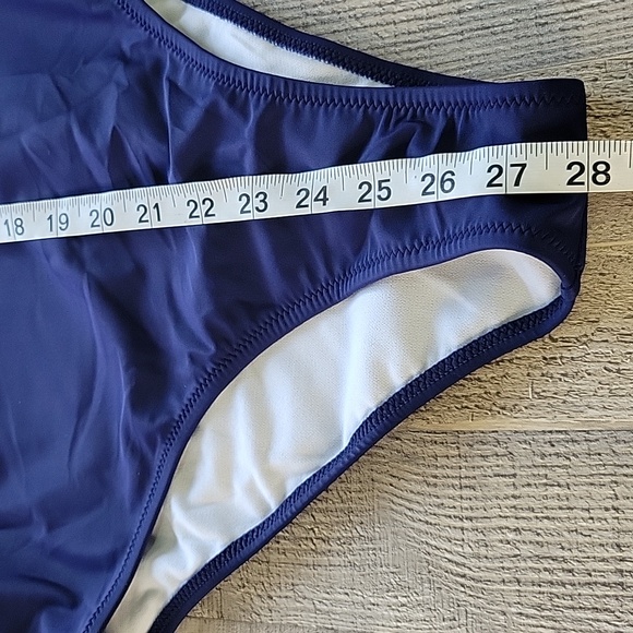 Women's Color Purple White Block Tie Side One Piece Swimsuit Size Midium - Picture 9 of 13